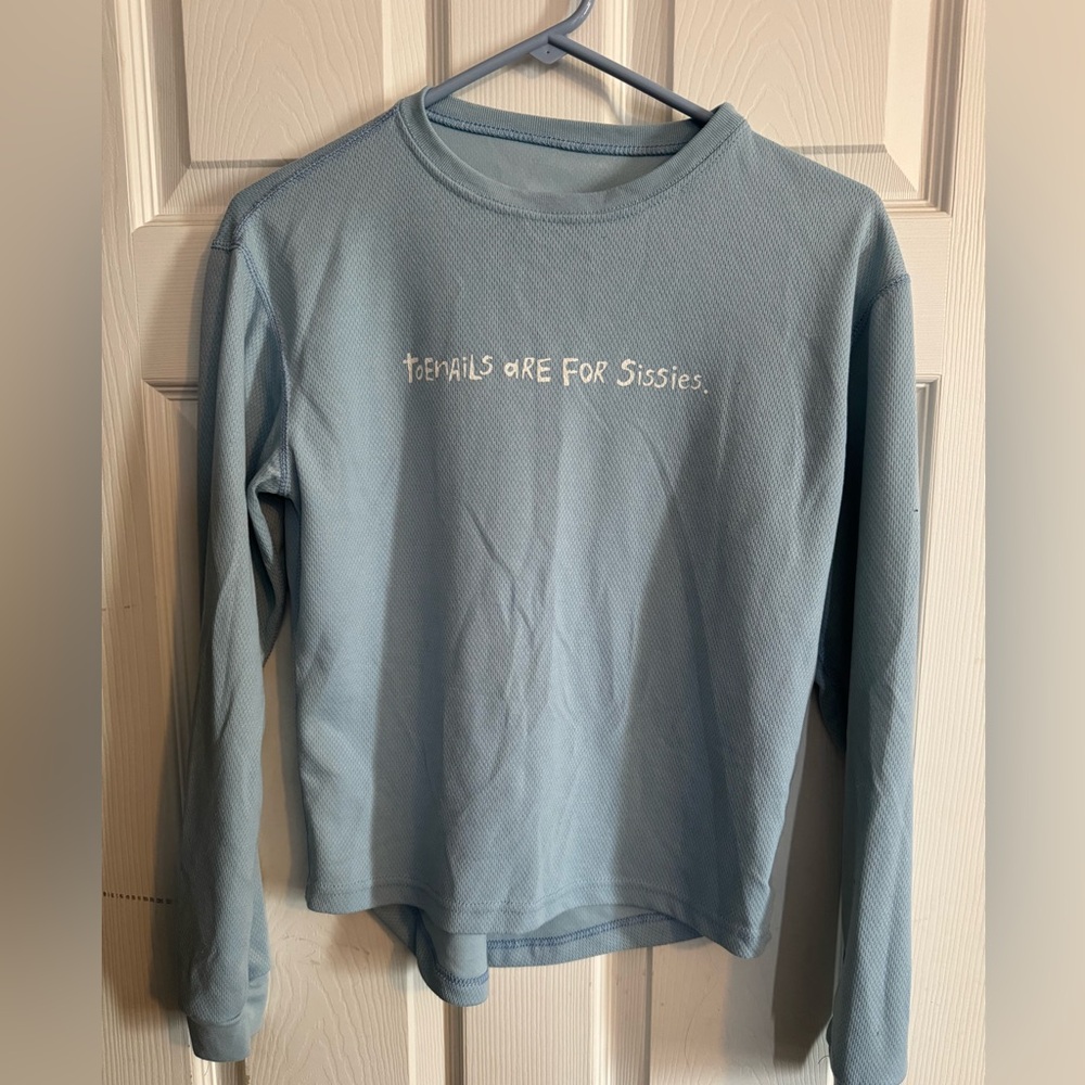 Active wear size long sleeved shirt. Medium. Toenails are for sissies